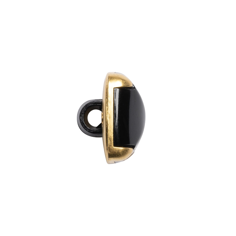 Square Plastic Shank Back Button - Black and Metallic Gold Faux Stone - 24L/15mm Folded Square Plastic Shank Back Button - Black and Metallic Gold Faux Stone - 24L/15mm Folded