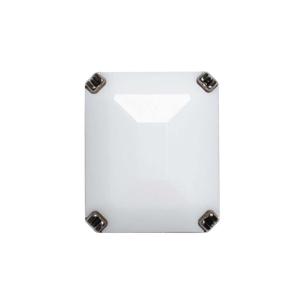 Rectangular Plastic Shank Back Button - White and Metallic Silver Faceted - 36L/23mm Rectangular Plastic Shank Back Button - White and Metallic Silver Faceted - 36L/23mm