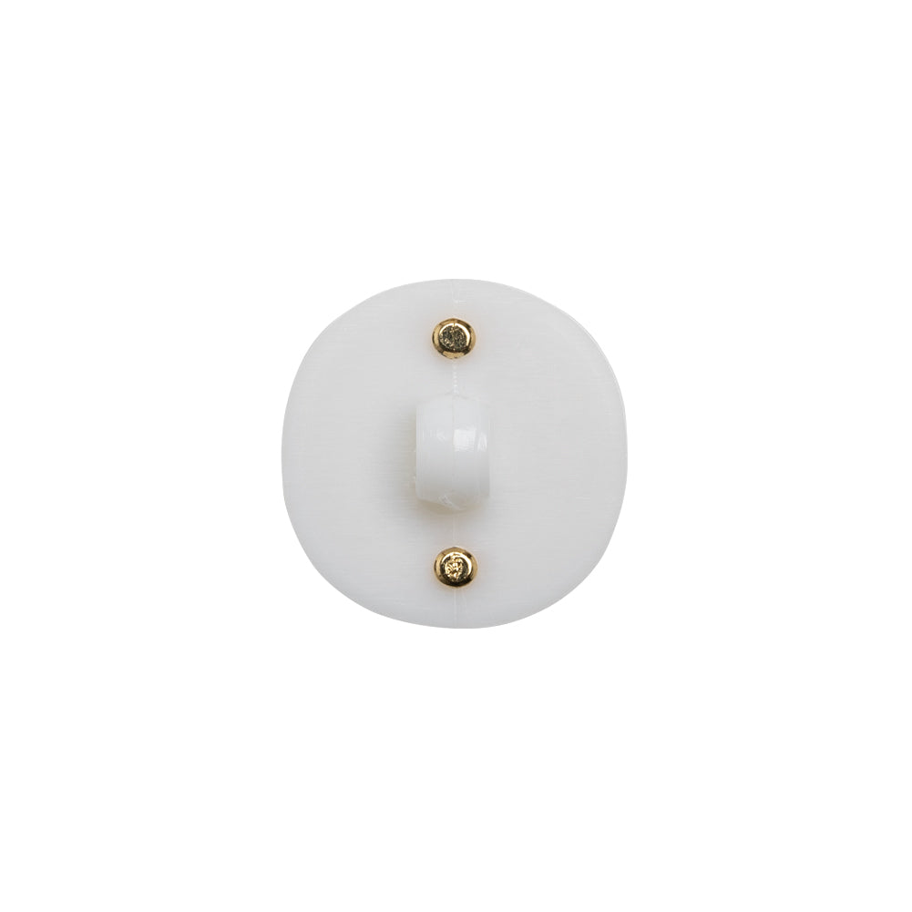 2-Piece Plastic Shank Back Button - White and Gold - 24L/15mm Detail 2-Piece Plastic Shank Back Button - White and Gold - 24L/15mm Detail