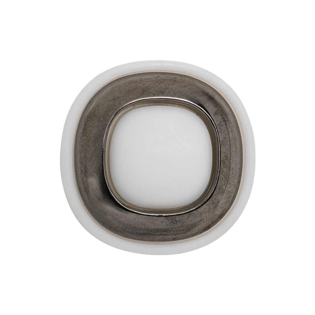 2-Piece Plastic Shank Back Button - White and Gunmetal - 40L/25.5mm 2-Piece Plastic Shank Back Button - White and Gunmetal - 40L/25.5mm