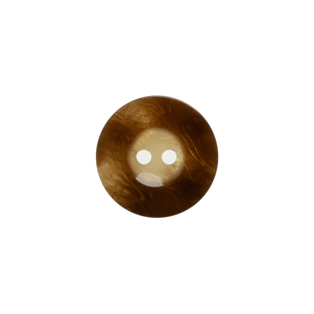 Plastic 2-Hole Button Made in Italy - Brown Mottled Wide Rim - 24L/15mm Plastic 2-Hole Button Made in Italy - Brown Mottled Wide Rim - 24L/15mm