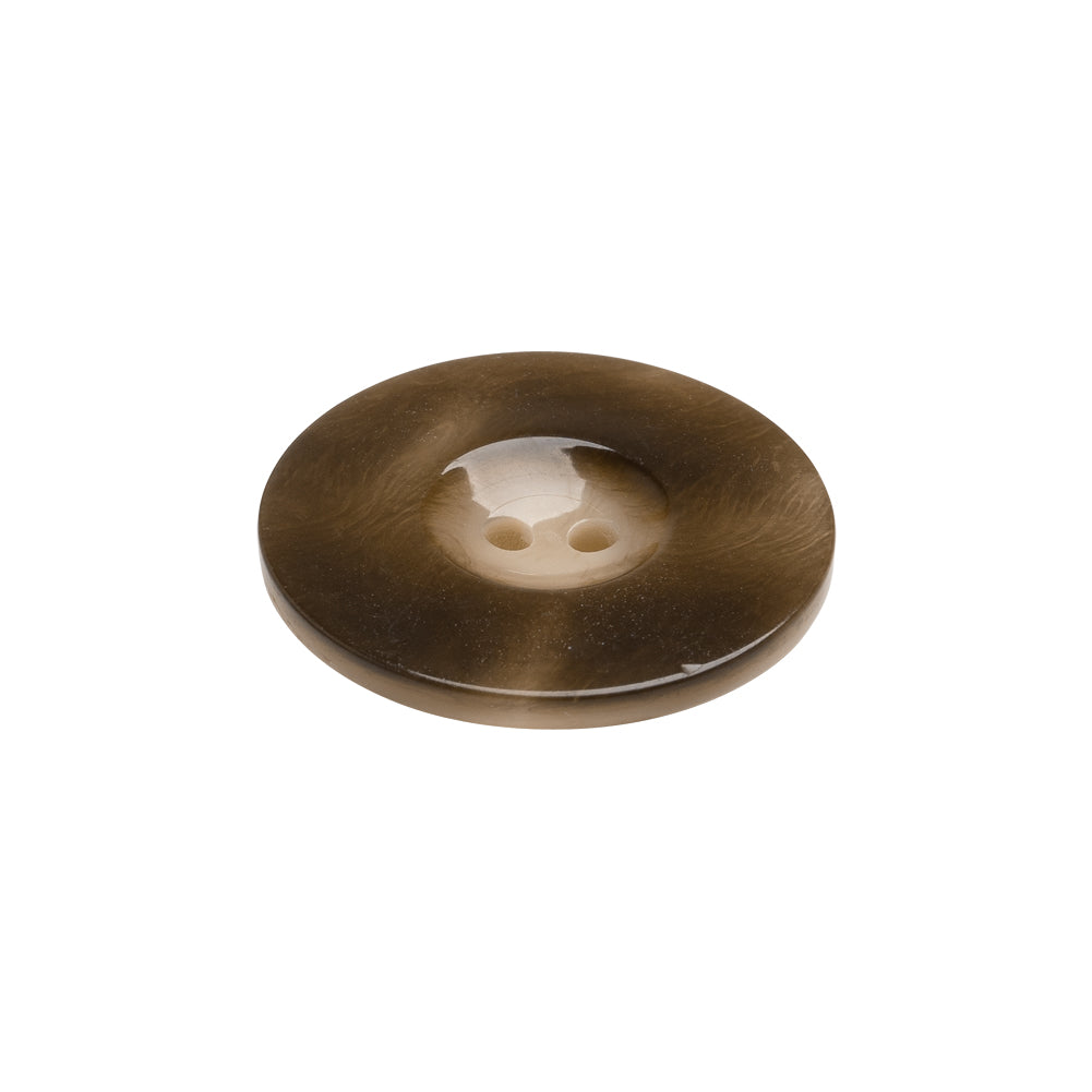 Plastic 2-Hole Button Made in Italy - Dark Brown Mottled Wide Rim - 36L/23mm Folded Plastic 2-Hole Button Made in Italy - Dark Brown Mottled Wide Rim - 36L/23mm Folded