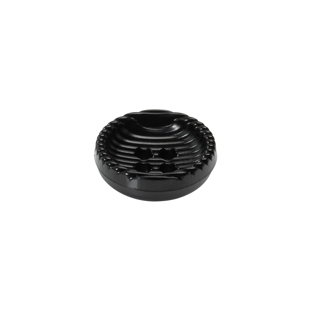 Plastic 4 Hole Button - Ribbed Black Bowl Shaped - 24L/15mm Folded Plastic 4 Hole Button - Ribbed Black Bowl Shaped - 24L/15mm Folded