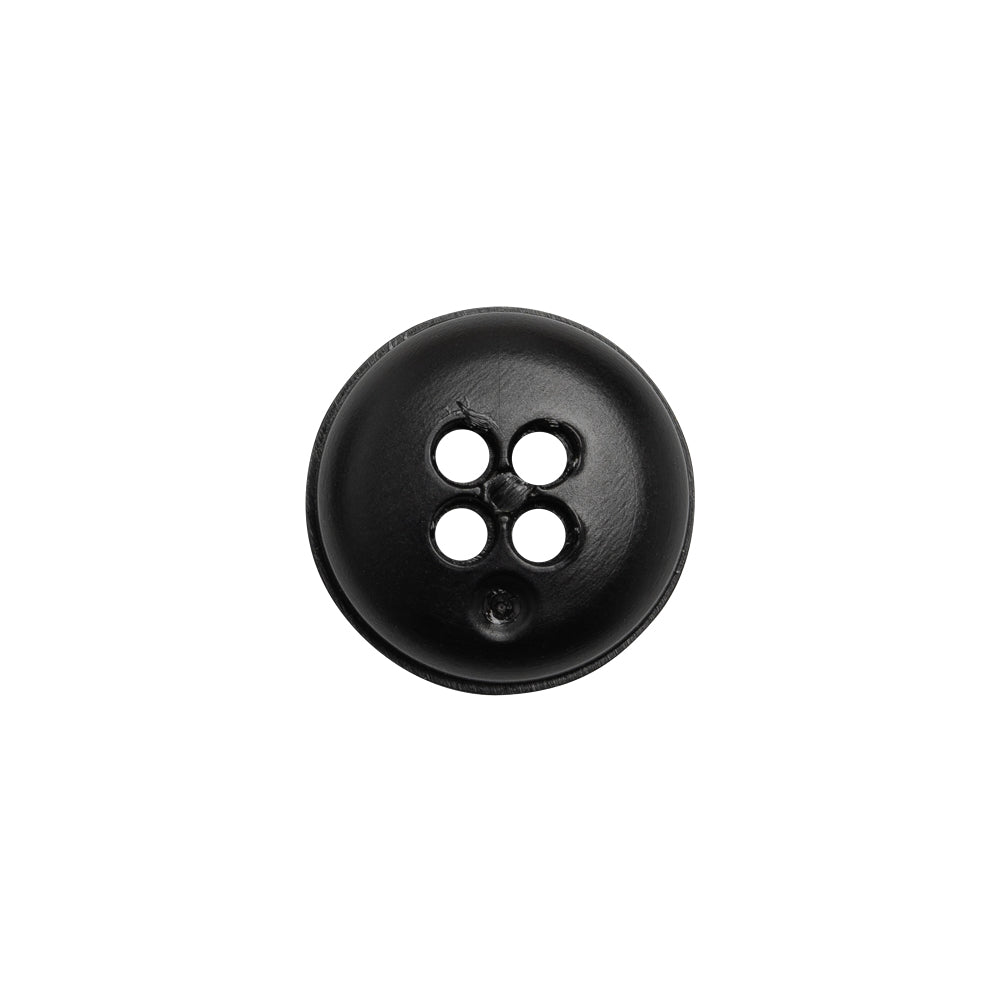 Plastic 4 Hole Button - Ribbed Black Bowl Shaped - 24L/15mm Detail Plastic 4 Hole Button - Ribbed Black Bowl Shaped - 24L/15mm Detail