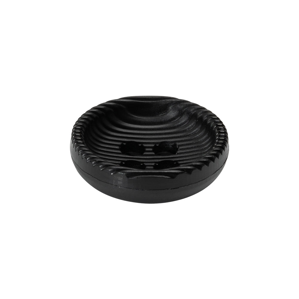 Plastic 4 Hole Button - Ribbed Black Bowl Shaped - 36L/23mm - Folded Plastic 4 Hole Button - Ribbed Black Bowl Shaped - 36L/23mm - Folded