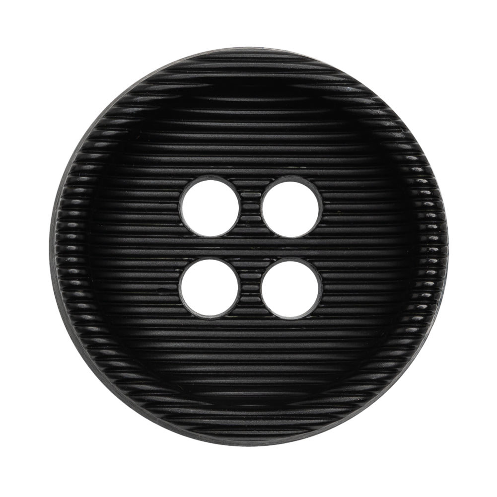 Plastic 4 Hole Button - Ribbed Black Bowl Shaped - 54L/34mm Plastic 4 Hole Button - Ribbed Black Bowl Shaped - 54L/34mm