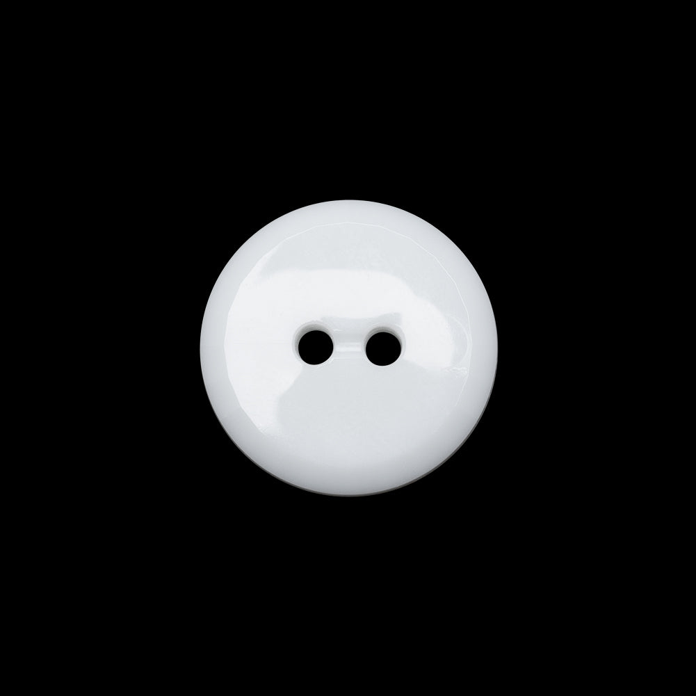 Flat Plastic 2-Hole Button - White Faceted Rim - 28L/18mm Flat Plastic 2-Hole Button - White Faceted Rim - 28L/18mm