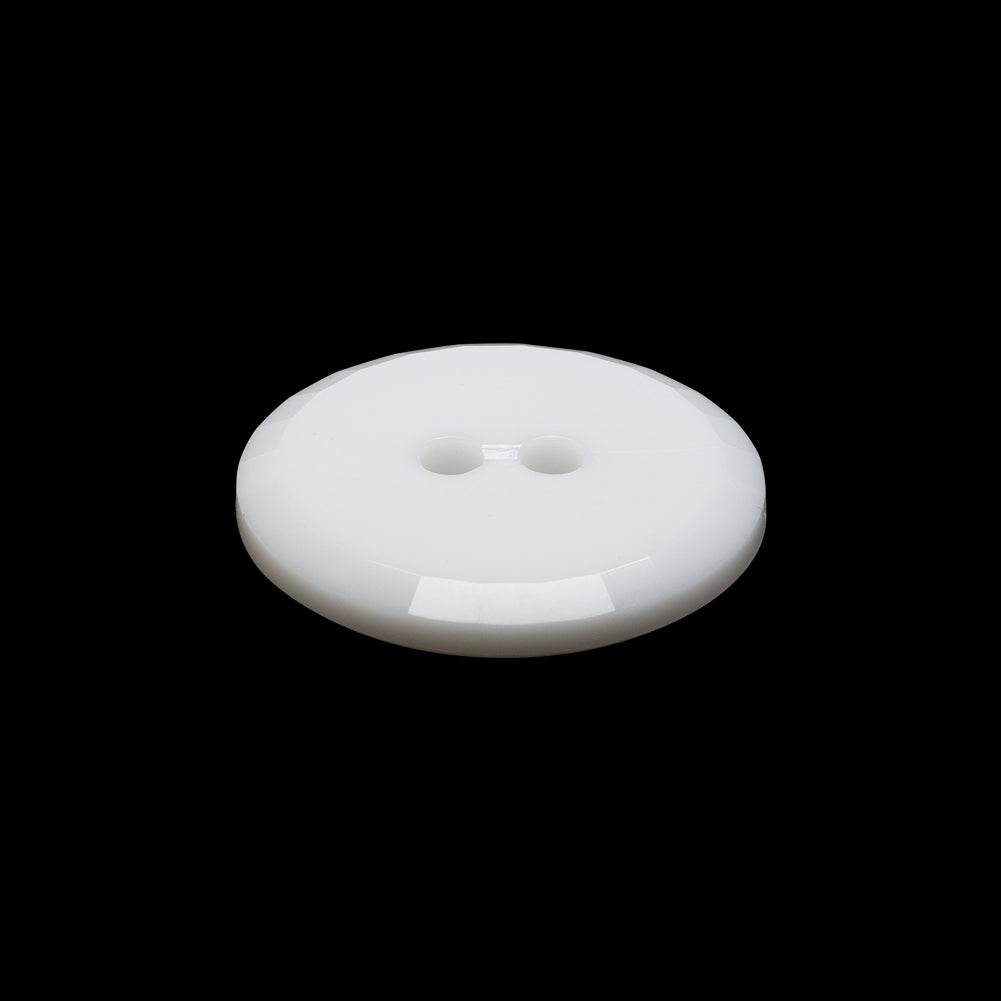 Flat Plastic 2-Hole Button - White Faceted Rim - 36L/23mm - Folded Flat Plastic 2-Hole Button - White Faceted Rim - 36L/23mm - Folded
