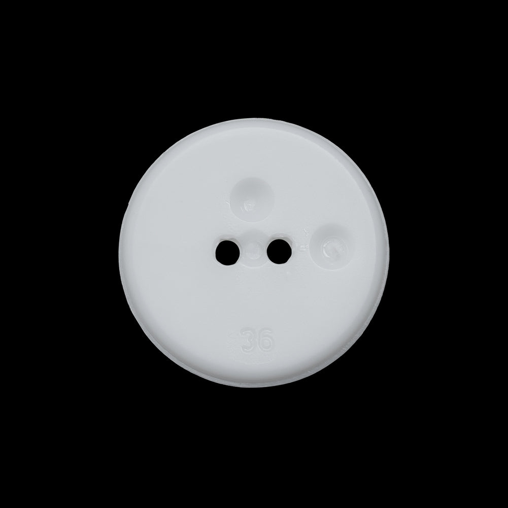 Flat Plastic 2-Hole Button - White Faceted Rim - 36L/23mm - Detail Flat Plastic 2-Hole Button - White Faceted Rim - 36L/23mm - Detail