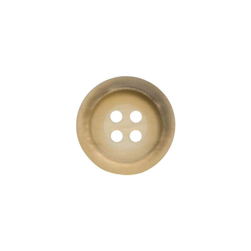Rolled Rim 4-Hole Plastic Button - Beige and Taupe Iridescent - 24L/15mm Rolled Rim 4-Hole Plastic Button - Beige and Taupe Iridescent - 24L/15mm