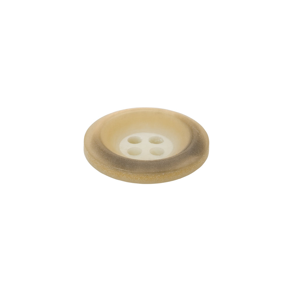 Rolled Rim 4-Hole Plastic Button - Beige and Taupe Iridescent - 28L/18mm - Folded Rolled Rim 4-Hole Plastic Button - Beige and Taupe Iridescent - 28L/18mm - Folded