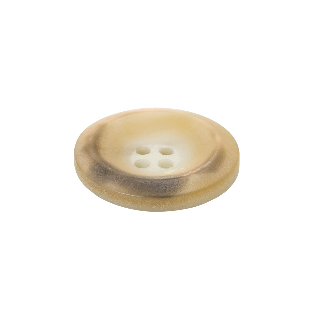 Rolled Rim 4-Hole Plastic Button - Beige and Taupe Iridescent - 36L/23mm - Folded Rolled Rim 4-Hole Plastic Button - Beige and Taupe Iridescent - 36L/23mm - Folded