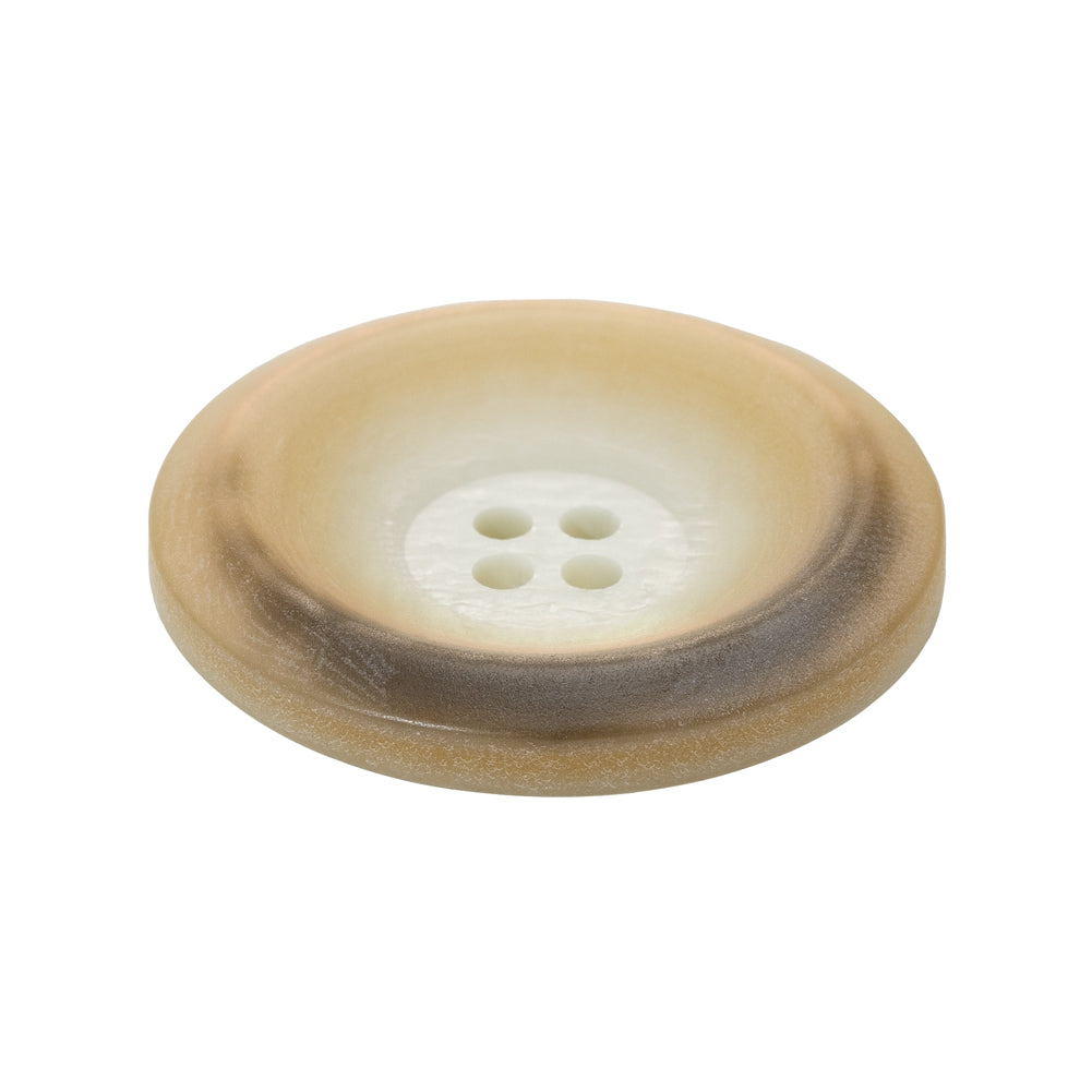 Rolled Rim 4-Hole Plastic Button - Beige and Taupe Iridescent - 44L/28mm - Folded Rolled Rim 4-Hole Plastic Button - Beige and Taupe Iridescent - 44L/28mm - Folded