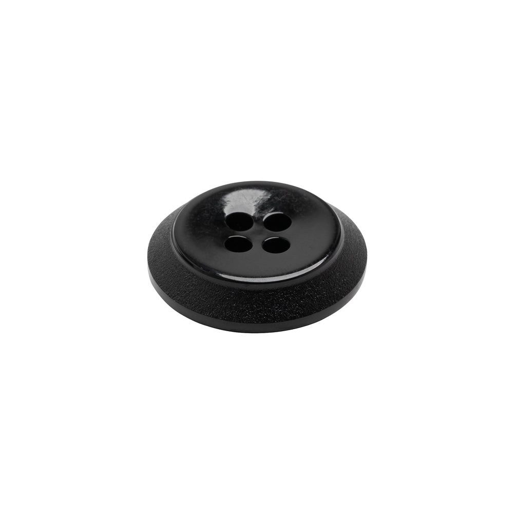 Plastic 4-Hole Button - Black Dish Shaped Matte Rim - 28L/18mm Plastic 4-Hole Button - Black Dish Shaped Matte Rim - 28L/18mm