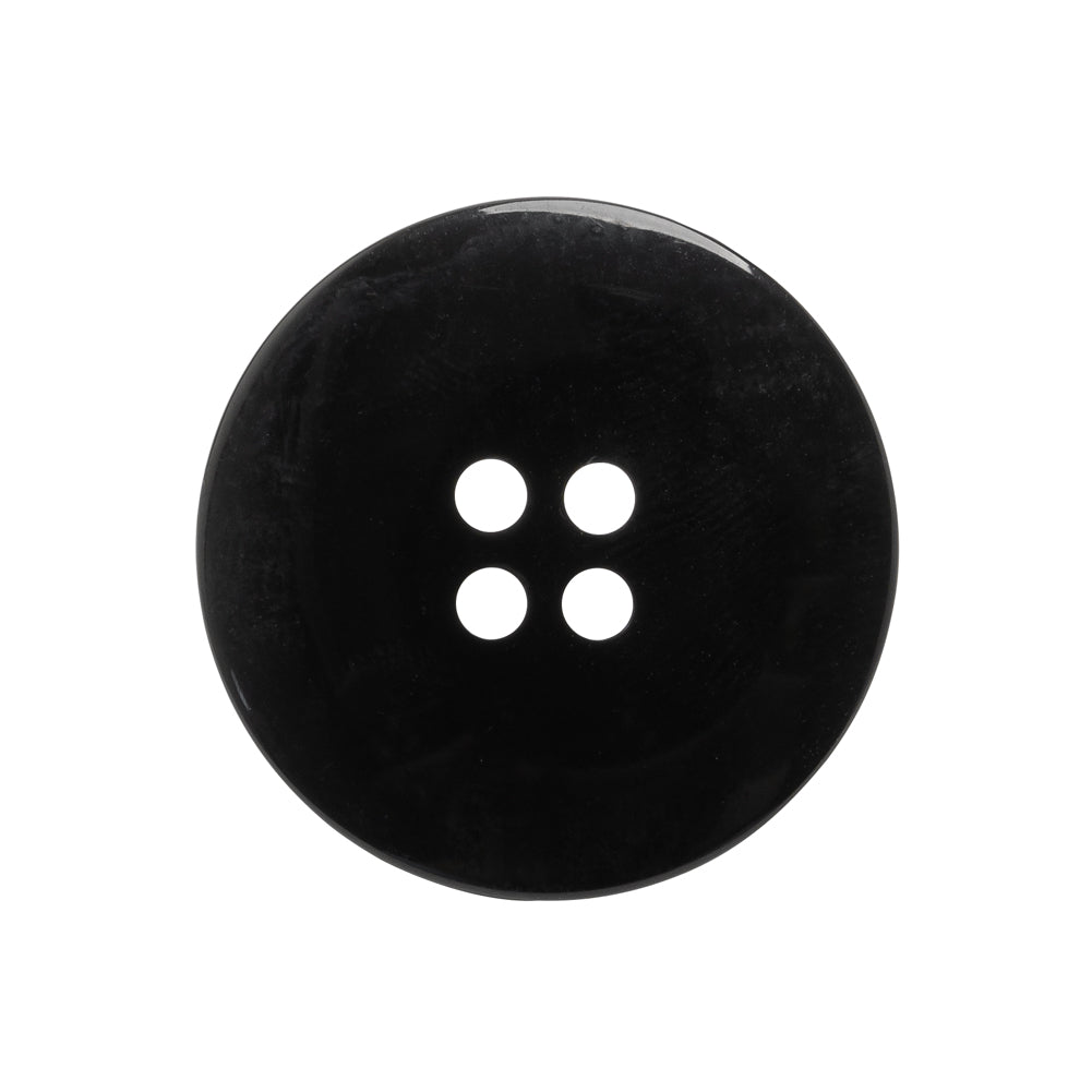 Plastic 4-Hole Button - Black Dish Shaped Matte Rim - 40L/25.5mm - Detail Plastic 4-Hole Button - Black Dish Shaped Matte Rim - 40L/25.5mm - Detail