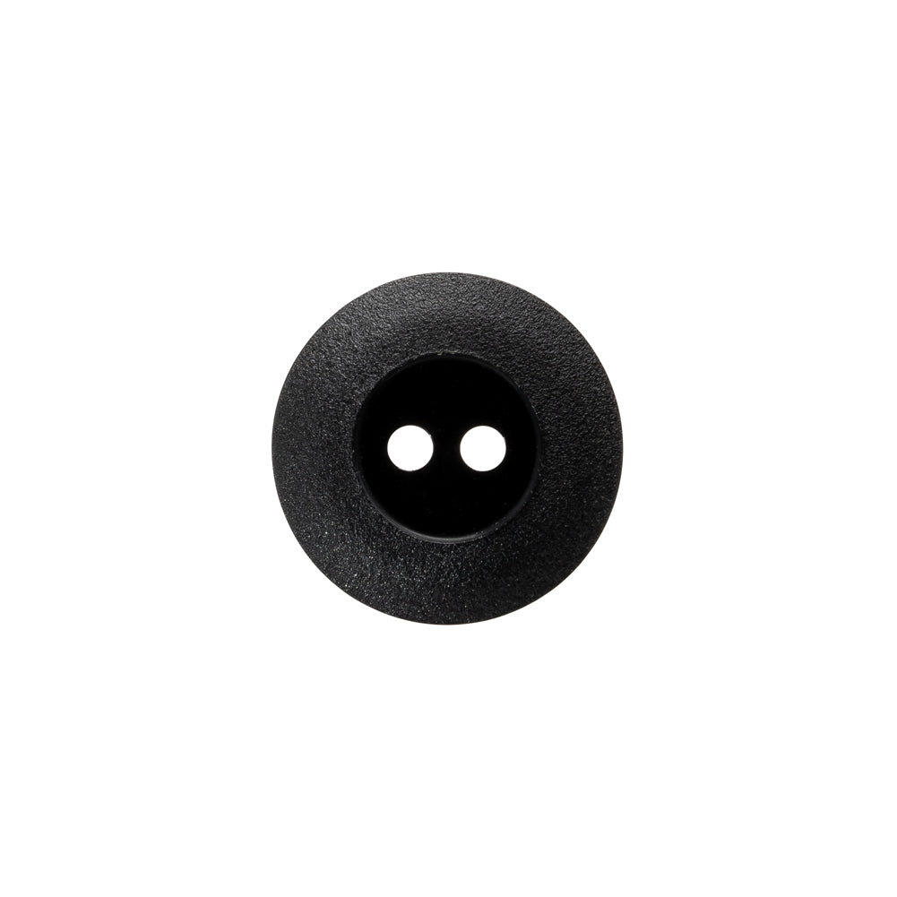 Plastic 2-Hole Button - Black Wide Matte Rim - 24L/15mm