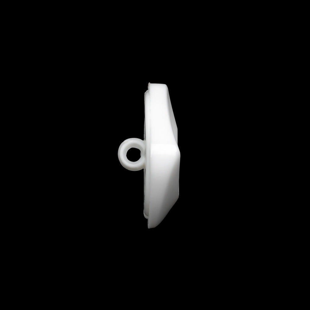 Square Plastic Shank Back Button - White Partial Matte Abstract - 32L/20mm - Folded Square Plastic Shank Back Button - White Partial Matte Abstract - 32L/20mm - Folded