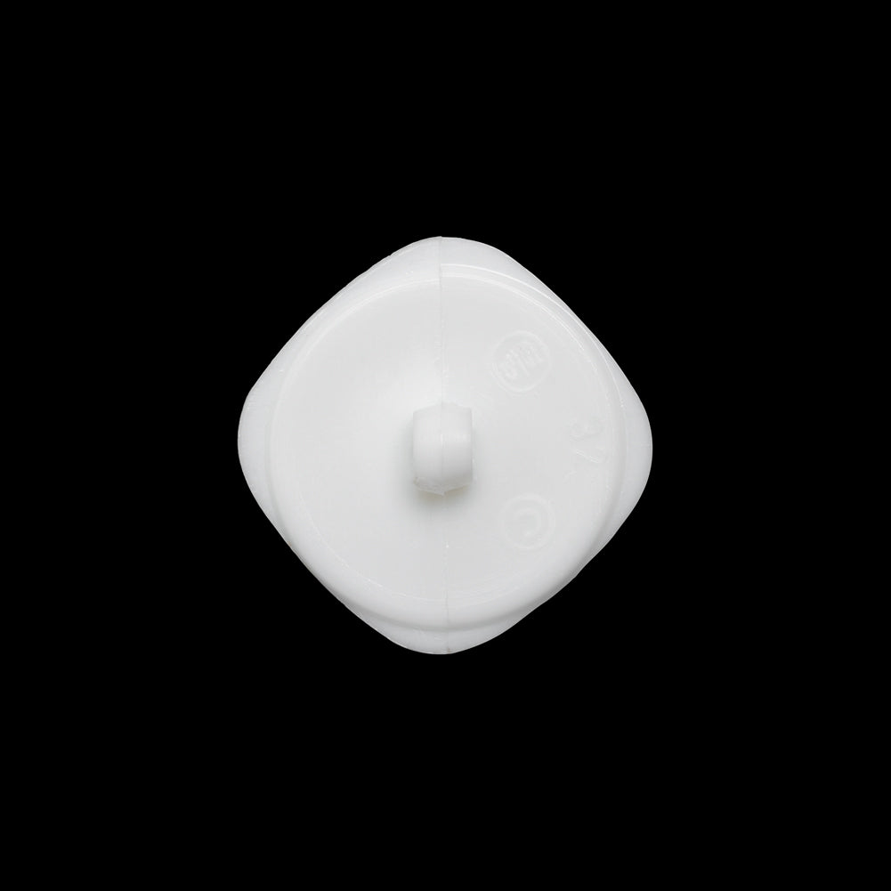 Square Plastic Shank Back Button - White Partial Matte Abstract - 32L/20mm - Detail Square Plastic Shank Back Button - White Partial Matte Abstract - 32L/20mm - Detail