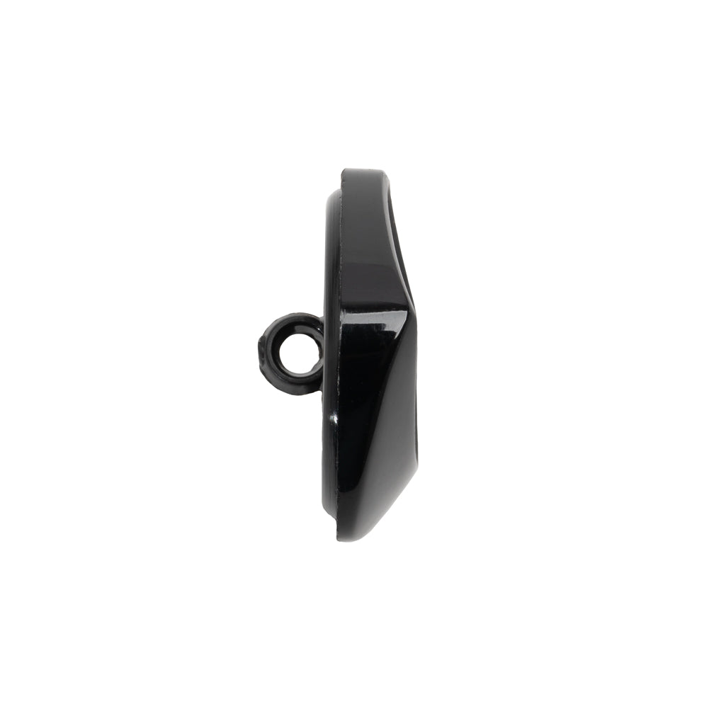 Square Plastic Shank Back Button - Black Partial Matte Abstract - 36L/23mm - Folded Square Plastic Shank Back Button - Black Partial Matte Abstract - 36L/23mm - Folded