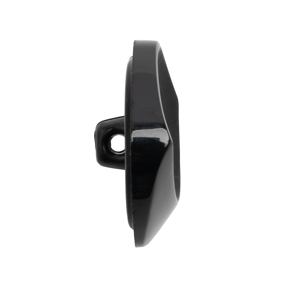 Square Plastic Shank Back Button - Black Partial Matte Abstract - 44L/28mm - Folded Square Plastic Shank Back Button - Black Partial Matte Abstract - 44L/28mm - Folded