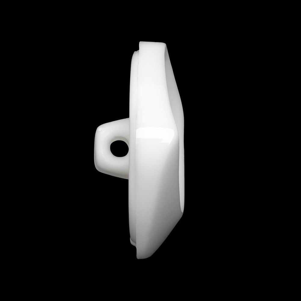 Square Plastic Shank Back Button - White Partial Matte Abstract - 44L/28mm - Folded Square Plastic Shank Back Button - White Partial Matte Abstract - 44L/28mm - Folded