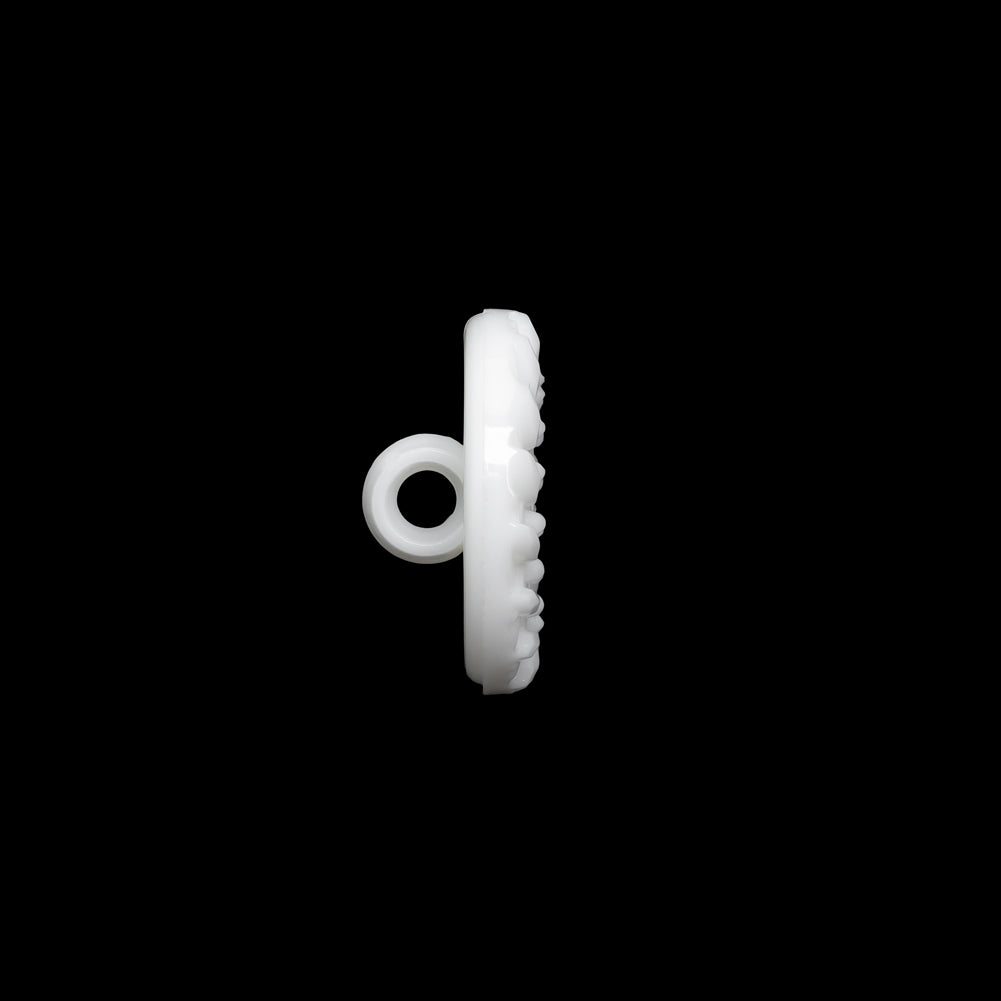 Plastic Shank Back Button - White Faux Gems and Latticework - 24L/15mm - Folded Plastic Shank Back Button - White Faux Gems and Latticework - 24L/15mm - Folded
