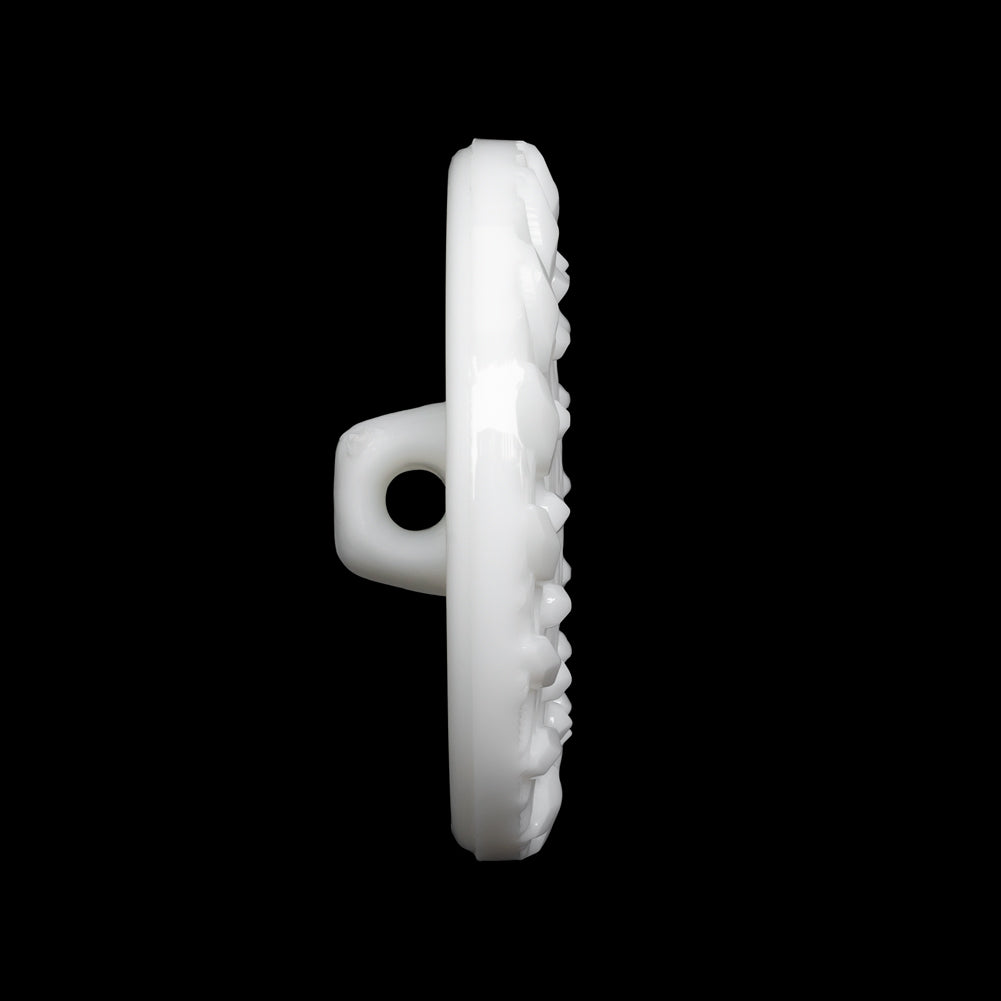Plastic Shank Back Button - White Faux Gems and Latticework - 44L/28mm - Folded Plastic Shank Back Button - White Faux Gems and Latticework - 44L/28mm - Folded