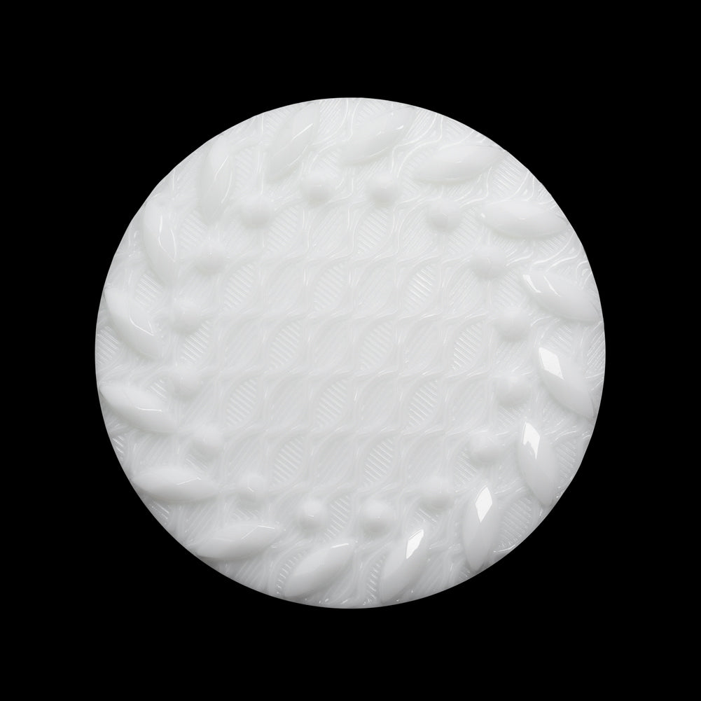 Plastic Shank Back Button - White Faux Gems and Latticework - 44L/28mm Plastic Shank Back Button - White Faux Gems and Latticework - 44L/28mm