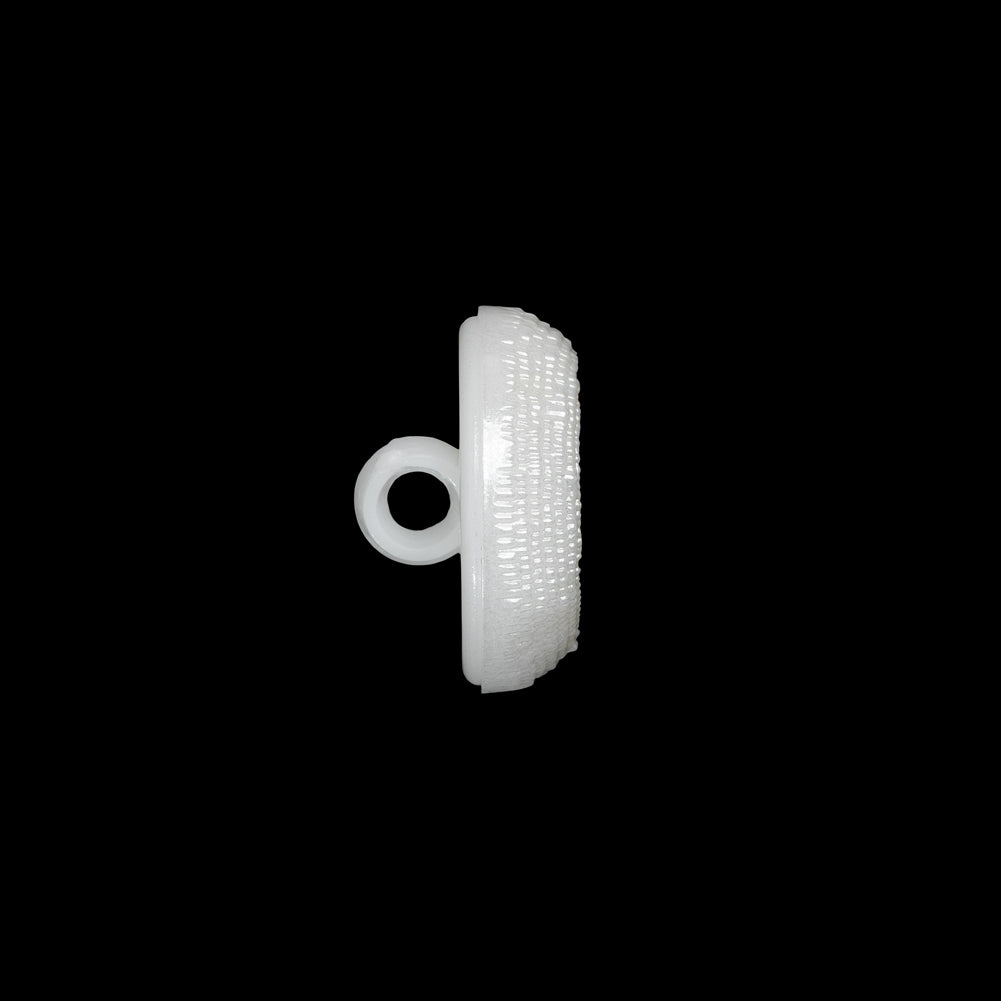 Concave Plastic Shank Back Button - White Beaded Look Embossed - 24L/15mm - Folded Concave Plastic Shank Back Button - White Beaded Look Embossed - 24L/15mm - Folded