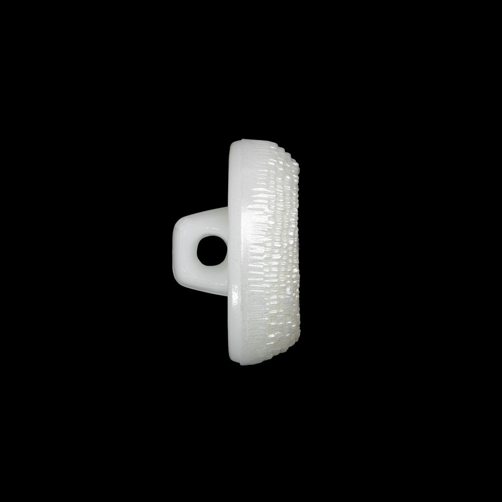 Concave Plastic Shank Back Button - White Beaded Look Embossed - 30L/19mm - Folded Concave Plastic Shank Back Button - White Beaded Look Embossed - 30L/19mm - Folded