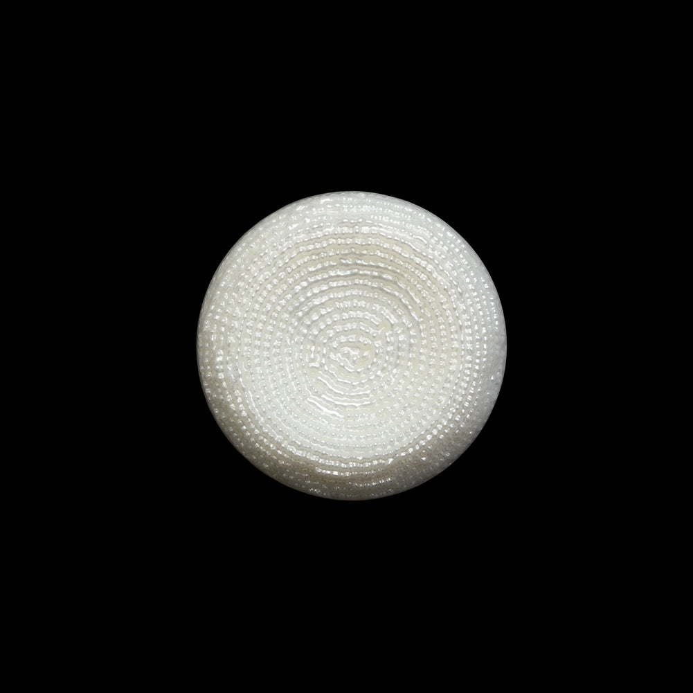 Concave Plastic Shank Back Button - White Beaded Look Embossed - 30L/19mm Concave Plastic Shank Back Button - White Beaded Look Embossed - 30L/19mm