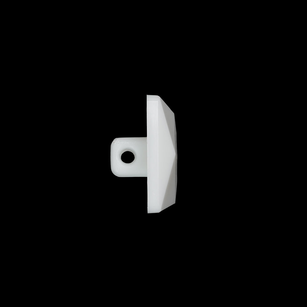 Plastic Shank Back Button - White Faceted Square - 36L/23mm - Folded Plastic Shank Back Button - White Faceted Square - 36L/23mm - Folded