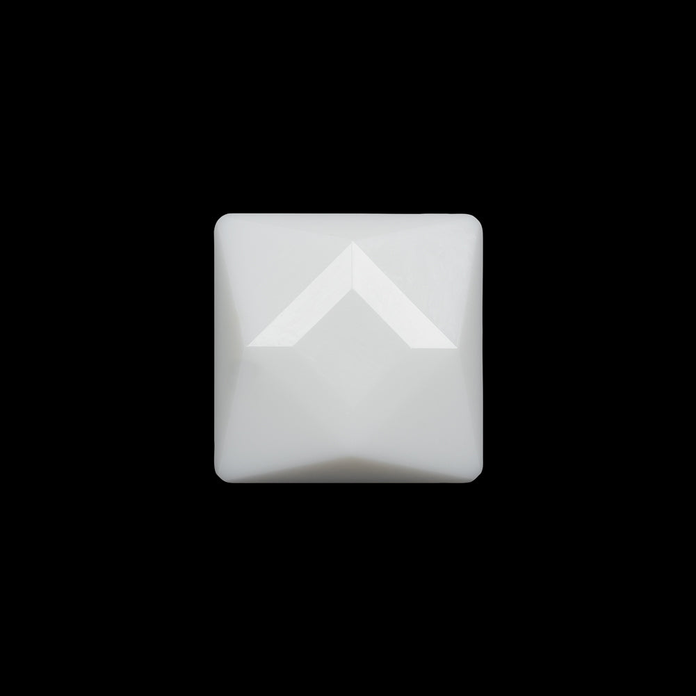 Plastic Shank Back Button - White Faceted Square - 36L/23mm Plastic Shank Back Button - White Faceted Square - 36L/23mm