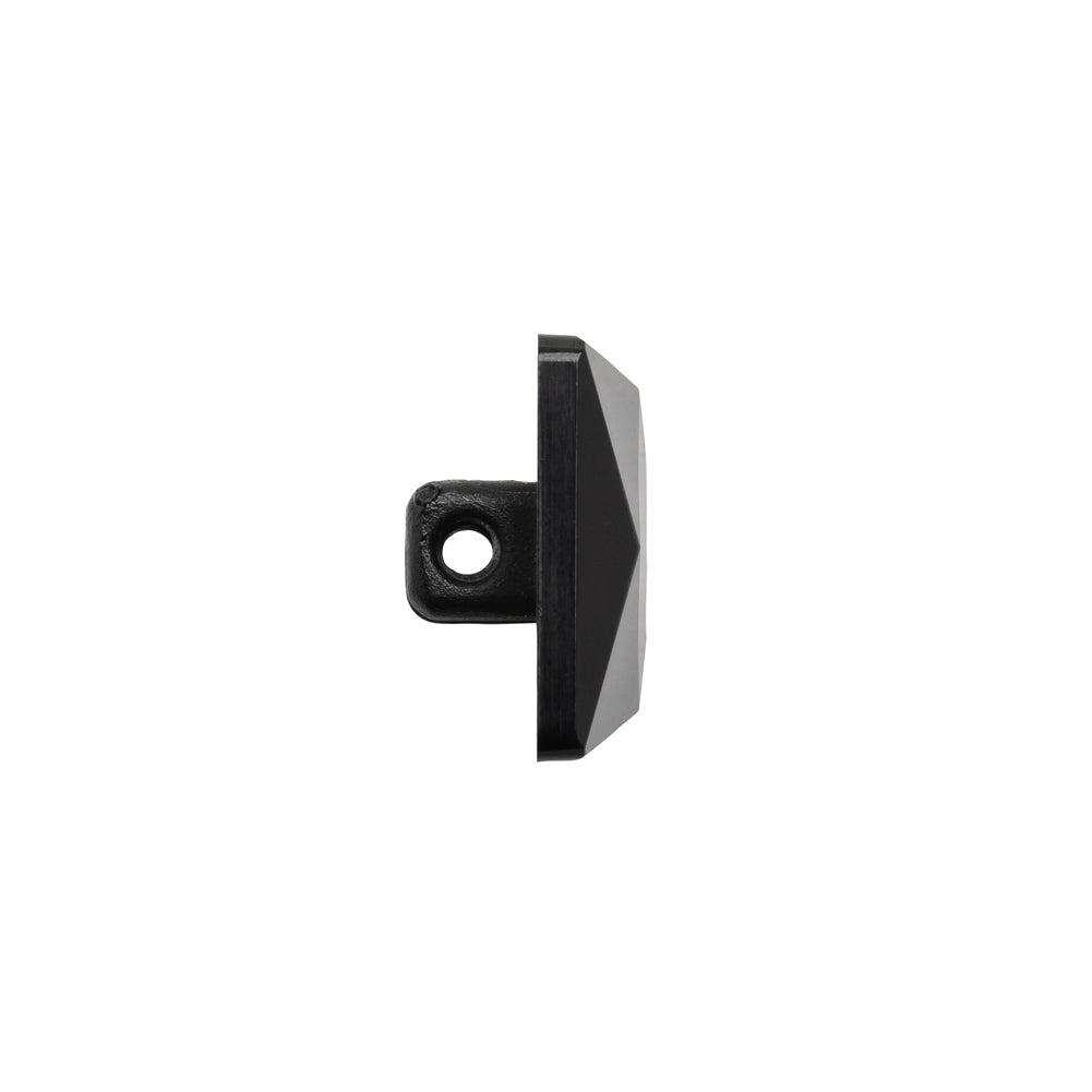 Plastic Shank Back Button - Black Faceted Square - 36L/23mm - Folded Plastic Shank Back Button - Black Faceted Square - 36L/23mm - Folded