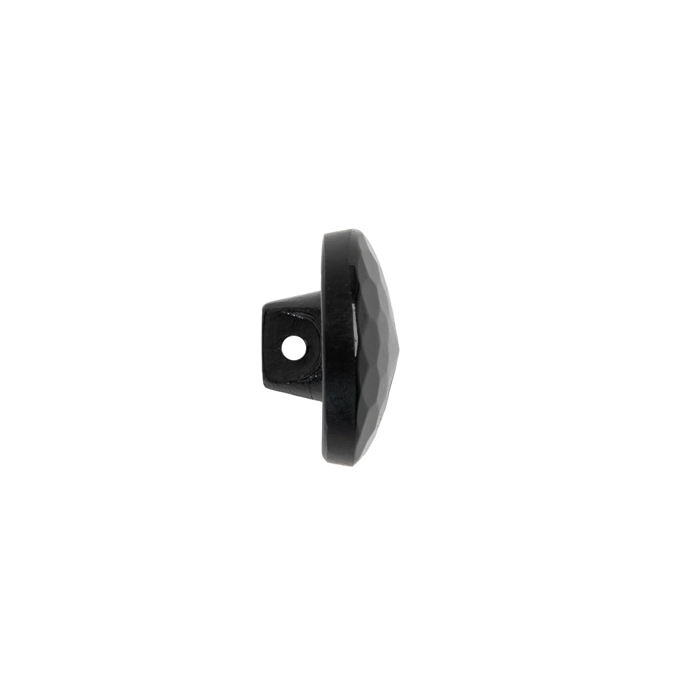 Glass Shank Back Button - Black Honeycomb Faceted - 20L/12.5mm Glass Shank Back Button - Black Honeycomb Faceted - 20L/12.5mm