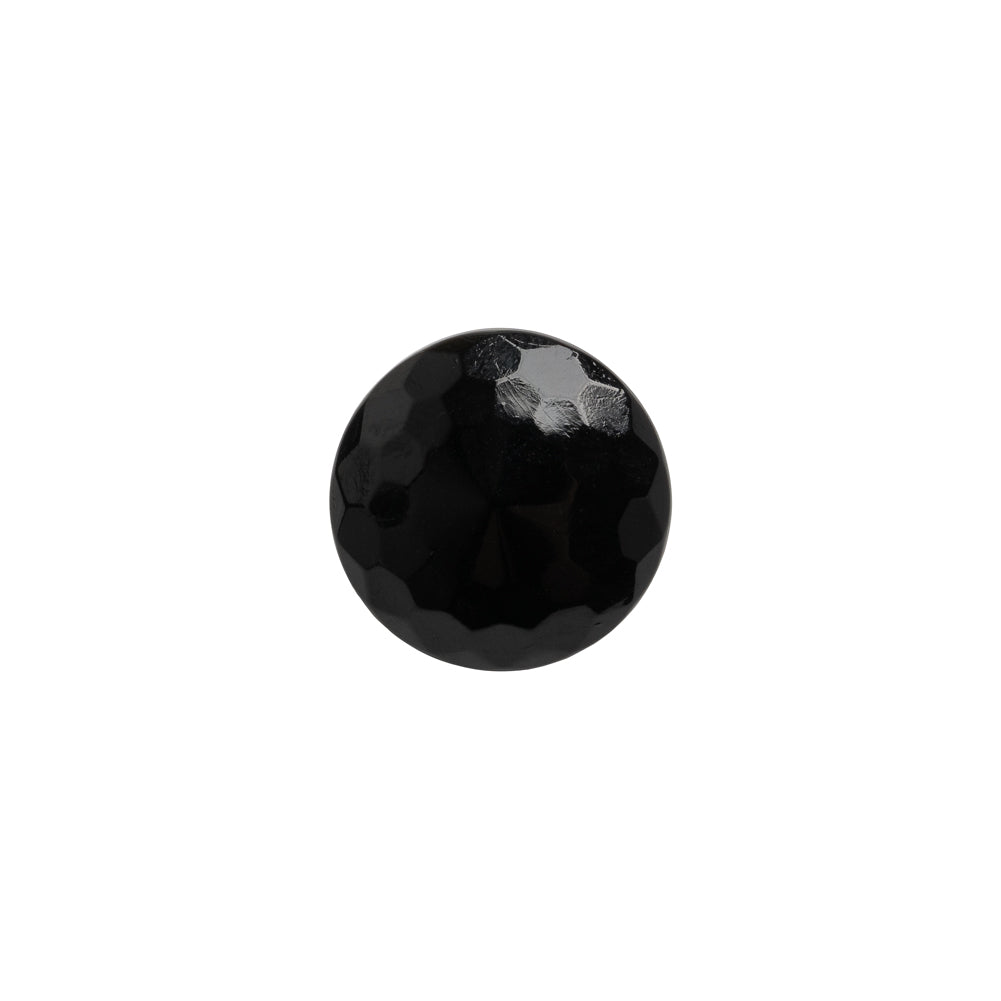 Glass Shank Back Button - Black Honeycomb Faceted - 20L/12.5mm Glass Shank Back Button - Black Honeycomb Faceted - 20L/12.5mm