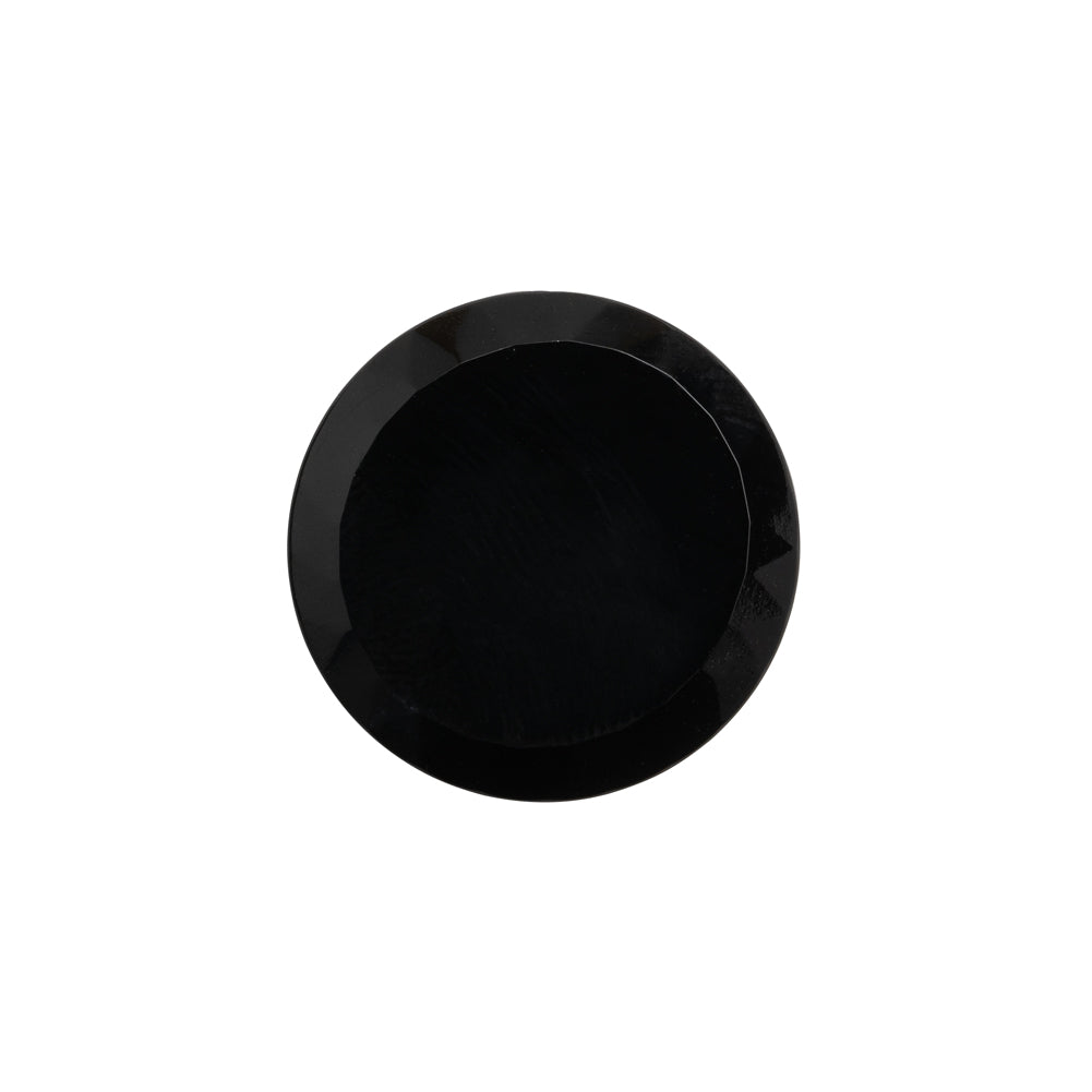 Glass Shank Back Button - Black Faceted Rim - 32L/20mm Glass Shank Back Button - Black Faceted Rim - 32L/20mm