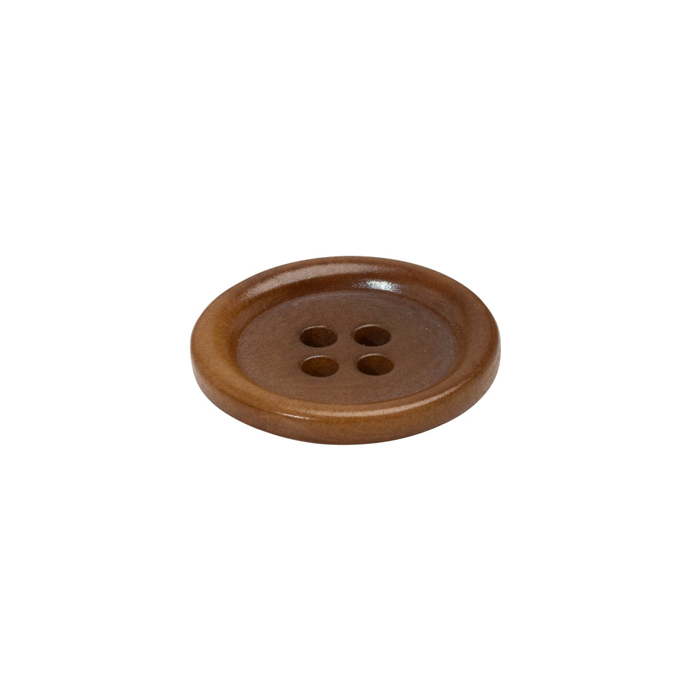 Horn 4-Hole Button - 30L/19mm - Russet Brown Rolled Rim Horn 4-Hole Button - 30L/19mm - Russet Brown Rolled Rim