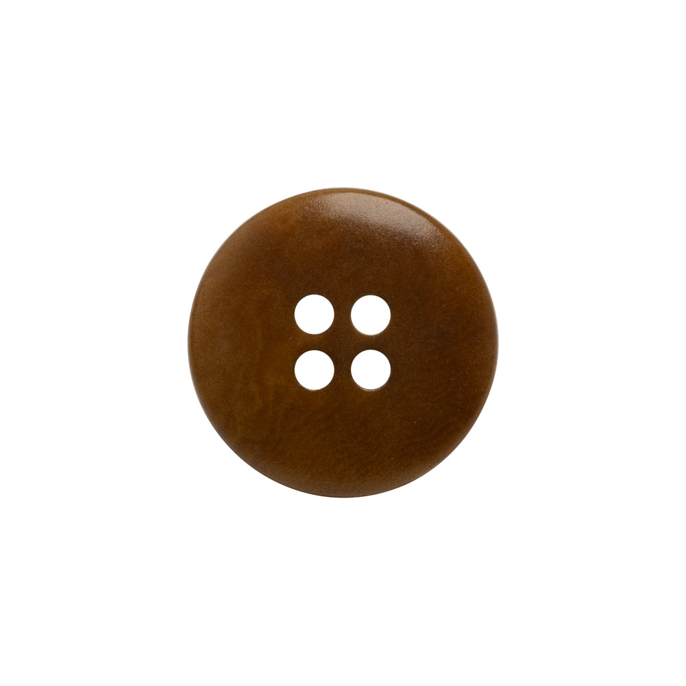 Horn 4-Hole Button - 30L/19mm - Russet Brown Rolled Rim Horn 4-Hole Button - 30L/19mm - Russet Brown Rolled Rim