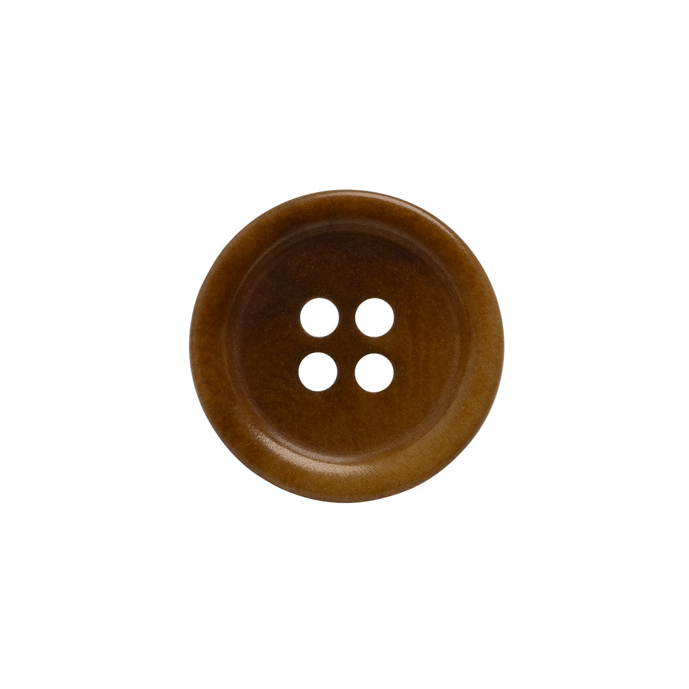 Horn 4-Hole Button - 30L/19mm - Russet Brown Rolled Rim Horn 4-Hole Button - 30L/19mm - Russet Brown Rolled Rim