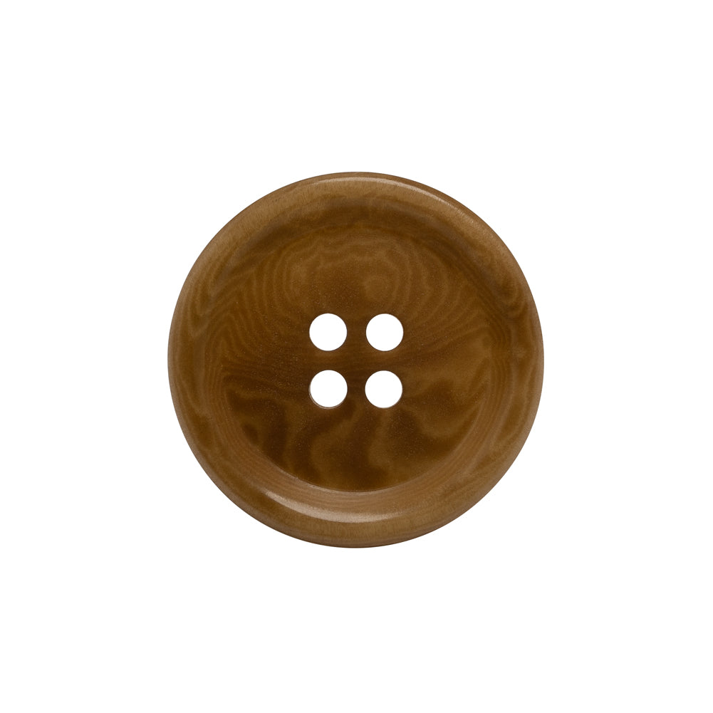 Horn 4-Hole Button - 36L/23mm - Light Brown Swirled Rolled Rim Horn 4-Hole Button - 36L/23mm - Light Brown Swirled Rolled Rim