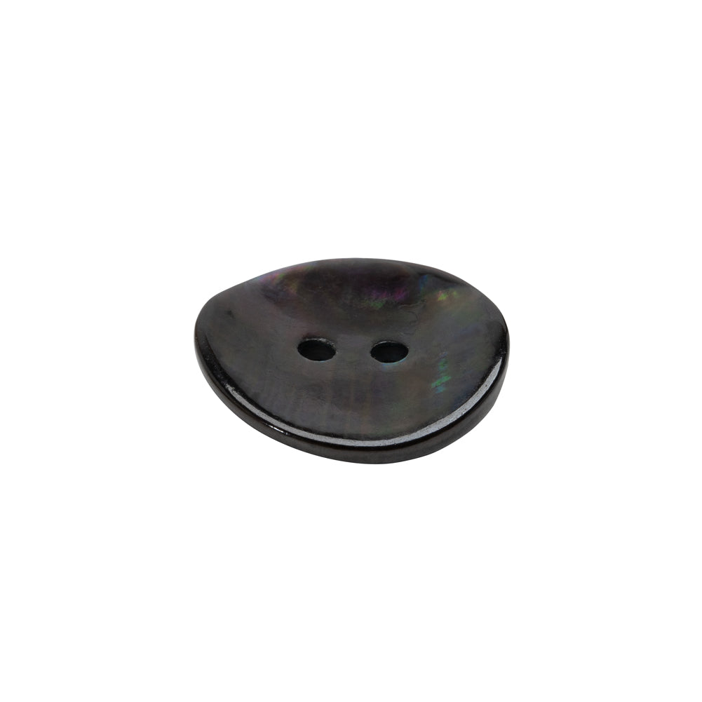 Shell 2-Hole Button - 30L/19mm - Brown and Oilslick - Folded Shell 2-Hole Button - 30L/19mm - Brown and Oilslick - Folded