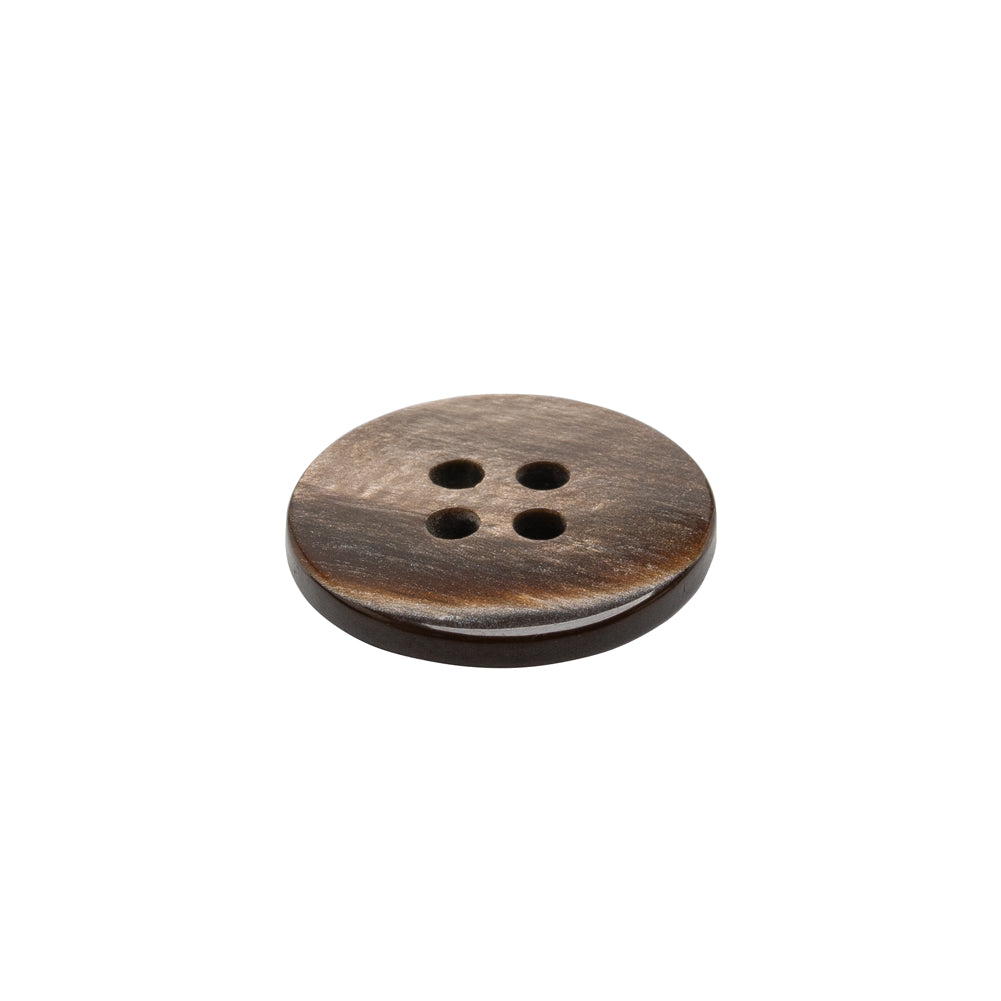 Plastic 4-Hole Button - 28L/18mm - Brown Iridescent Striations - Folded Plastic 4-Hole Button - 28L/18mm - Brown Iridescent Striations - Folded
