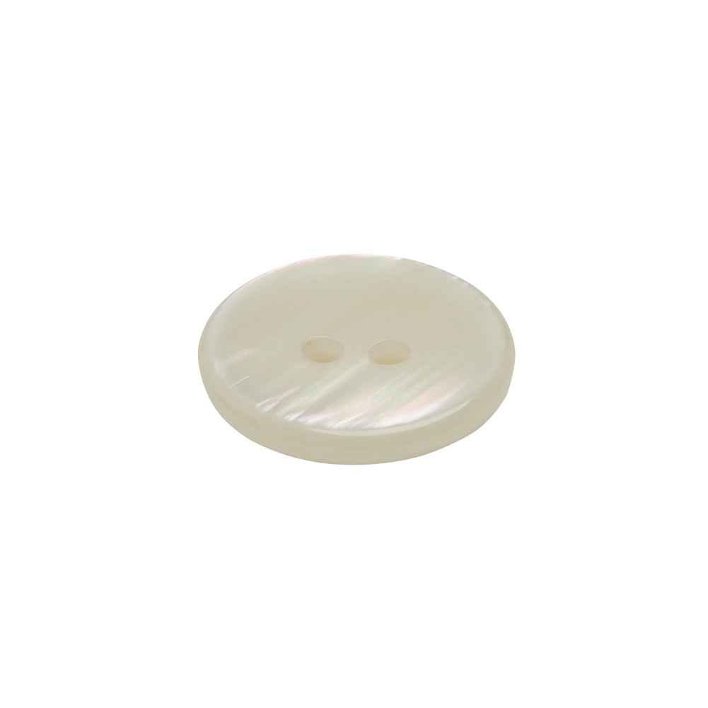 Plastic 2-Hole Button - 30L/19mm - Iridescent White Dish Shaped Plastic 2-Hole Button - 30L/19mm - Iridescent White Dish Shaped