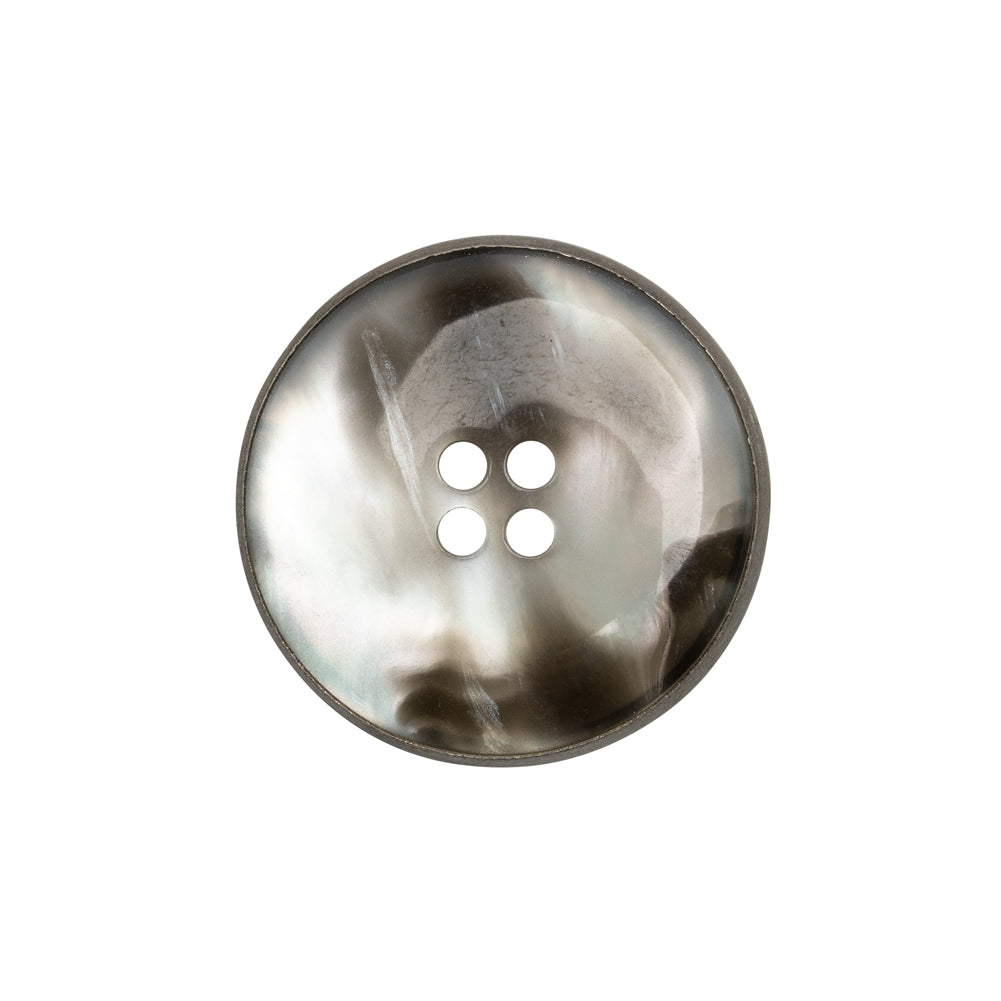 Shell 4-Hole Button - 36L/23mm - Translucent Gray with Gunmetal Narrow Rim Shell 4-Hole Button - 36L/23mm - Translucent Gray with Gunmetal Narrow Rim