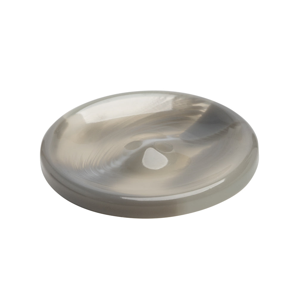 Plastic 2-Hole Button - 44L/28mm - Translucent Gray Swirl Dish Shaped with Raised Center - Folded Plastic 2-Hole Button - 44L/28mm - Translucent Gray Swirl Dish Shaped with Raised Center - Folded