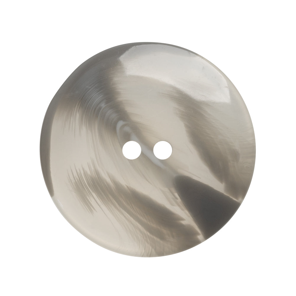 Plastic 2-Hole Button - 44L/28mm - Translucent Gray Swirl Dish Shaped with Raised Center - Detail Plastic 2-Hole Button - 44L/28mm - Translucent Gray Swirl Dish Shaped with Raised Center - Detail