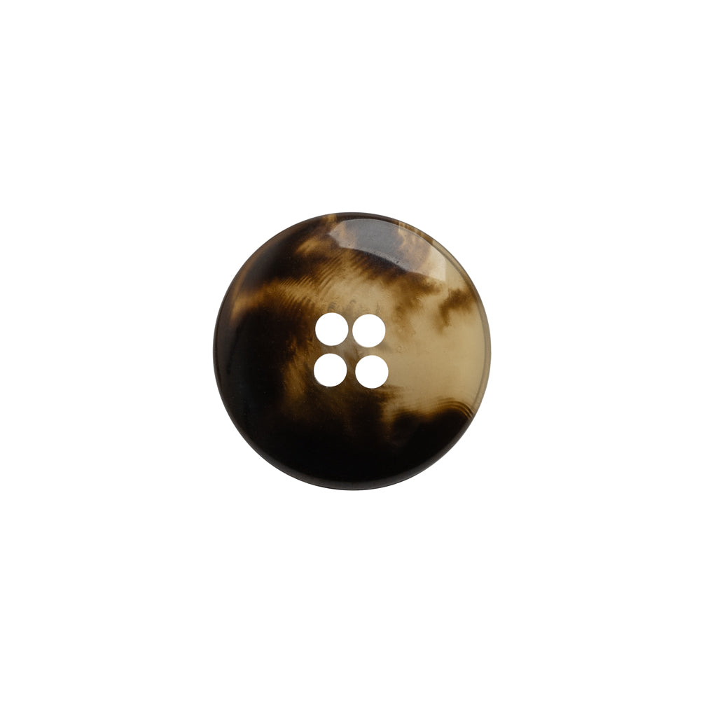 Plastic 4-Hole Button - 24L/15mm - Brown and Translucent Beige Dish Shaped - Detail Plastic 4-Hole Button - 24L/15mm - Brown and Translucent Beige Dish Shaped - Detail