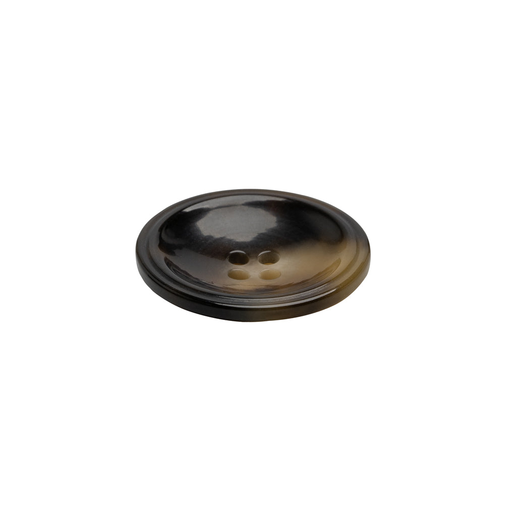 Plastic 4-Hole Button - 32L/20mm - Brown and Translucent Beige Dish Shaped - Folded Plastic 4-Hole Button - 32L/20mm - Brown and Translucent Beige Dish Shaped - Folded