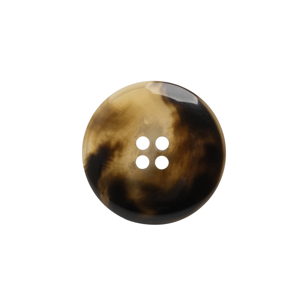 Plastic 4-Hole Button - 32L/20mm - Brown and Translucent Beige Dish Shaped - Detail Plastic 4-Hole Button - 32L/20mm - Brown and Translucent Beige Dish Shaped - Detail